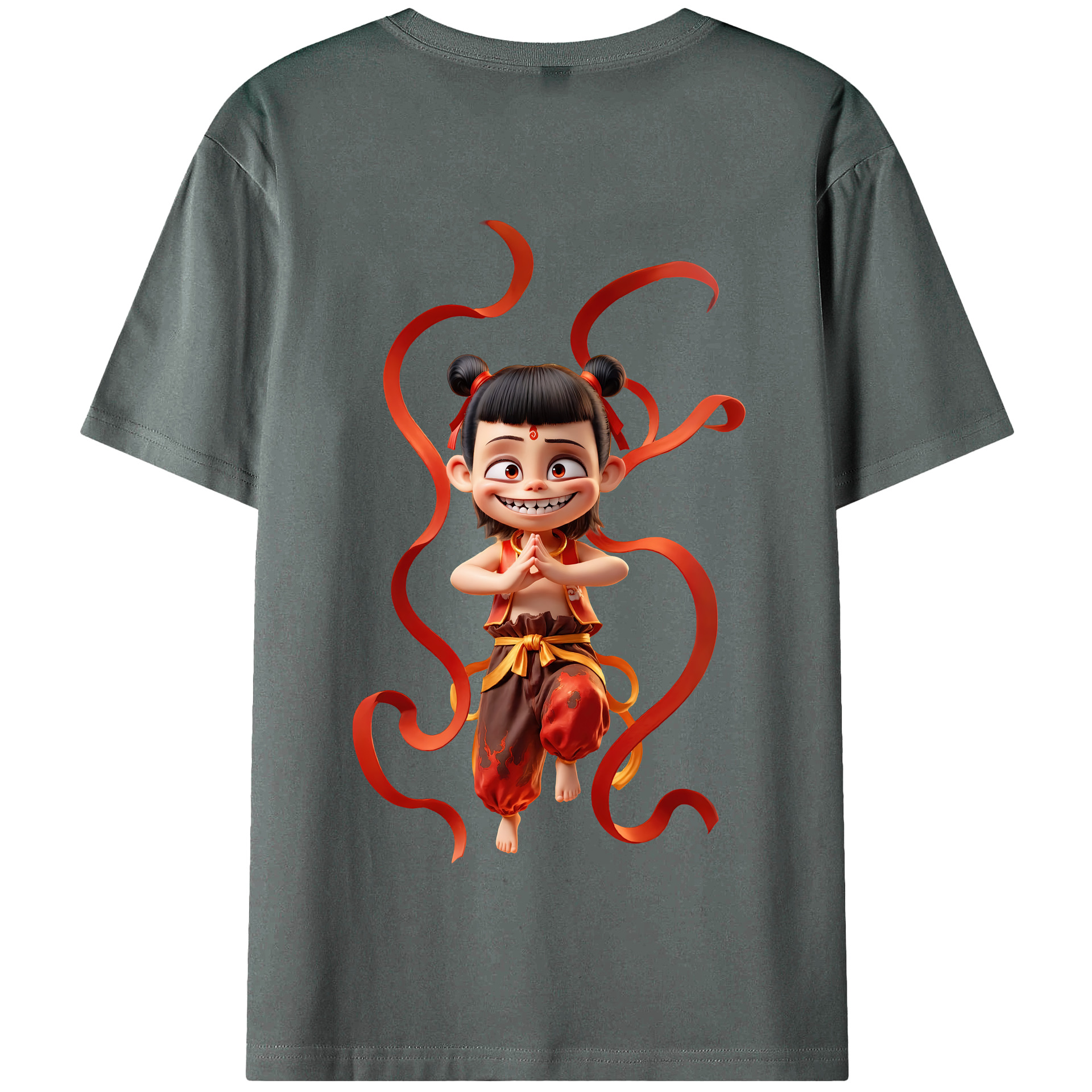 （画像用） Ne Zha 2 ナタ 魔童の大暴れ 綿100％半袖Tシャツ（背面プリント）